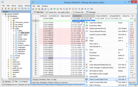 Amazon Redshift - Table Data Editor