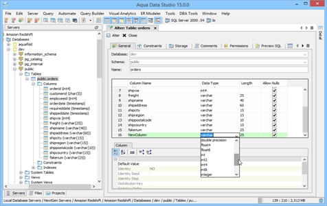 Amazon Redshift - Visual Table Editing