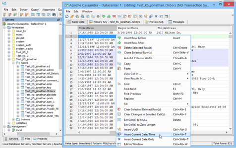 Apache Cassandra - Table Data Editor