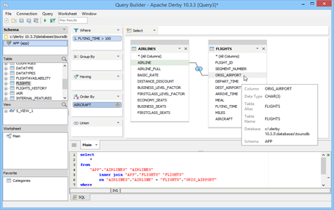 Apach Derby - Query Builder