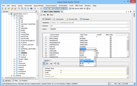 Apache Derby - Visual Table Editing