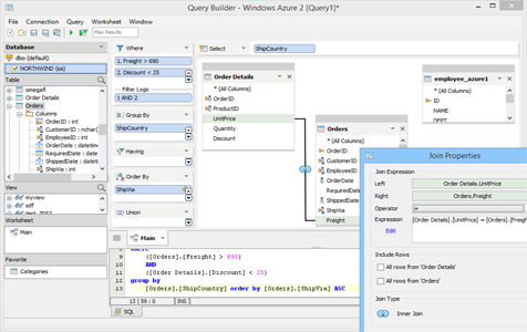 SQL Database (Azure) Visual Query Builder