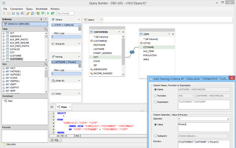 DB2 z/OS - Query Builder