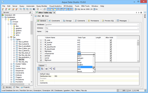 Greenplum - Visual Table Editing