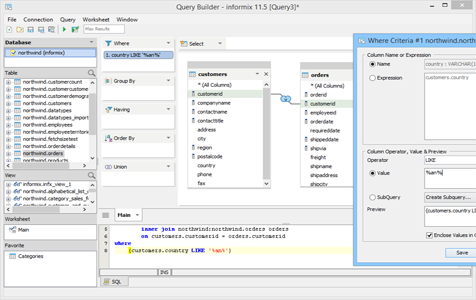 Informix - Query Builder