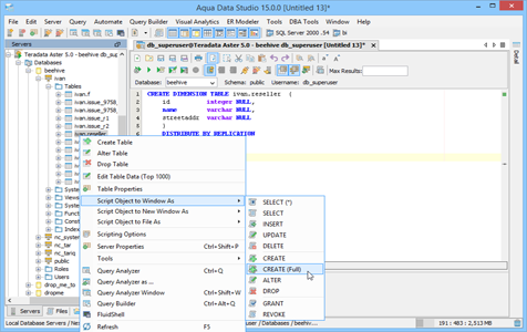 Teradata Aster - Schema Browser