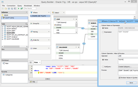 Oracle - Visual Query Builder