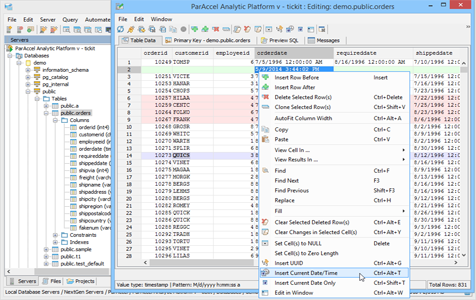 ParAccel - Table Data Editor