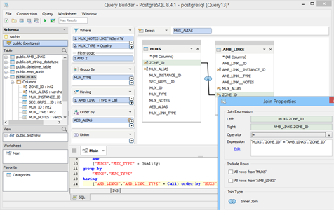 PostgreSQL - Query Builder