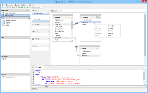 SAP HANA - Visual Query Builder