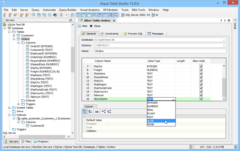 SQLite - Visual Table Editing