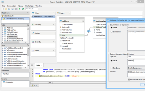 SQL Server Visual Query Builder