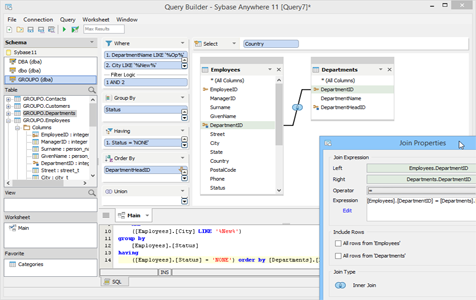 Sybase Anywhere - Query Builder