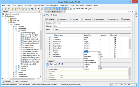 Sybase Anywhere - Visual Table Editing