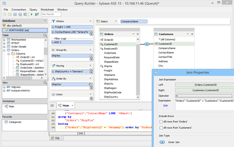 Sybase ASE - Query Builder