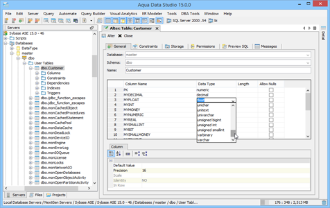 Sybase ASE - Visual Table Editing