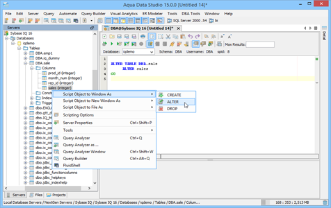 Sybase IQ - Schema Browser