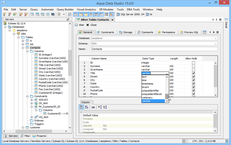 Sybase IQ - Visual Table Editing