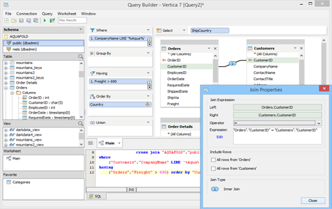 Vertica - Query Builder