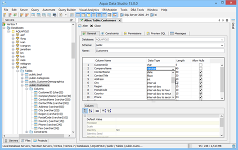 Vertica - Visual Table Editing