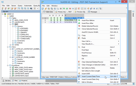 VoltDB - Table Data Editor