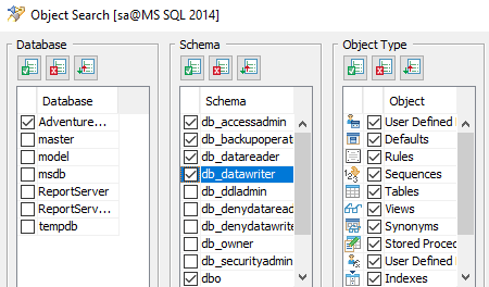 Aqua Data Studio - Database Object Search