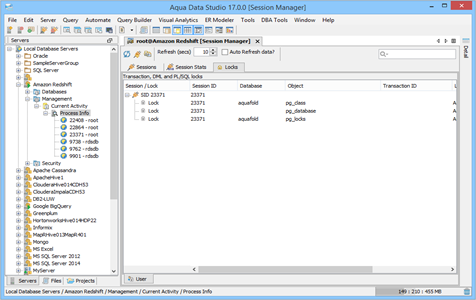 Amazon Redshift DBA Tool Security Manager Locks in Aqua Data Studio