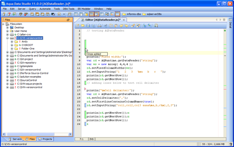 CVS Inline Difference Indicators in Aqua Data Studio