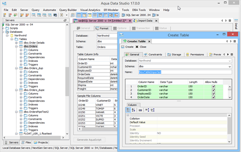 Data Import Creating Table in Aqua Data Studio