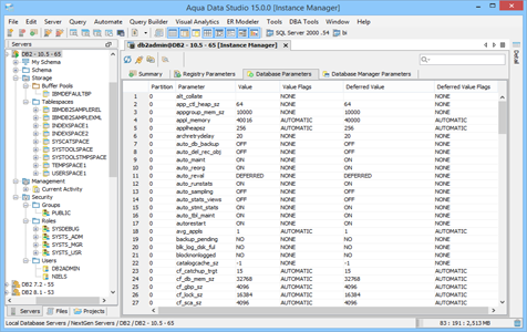 DBA Tool Instance Manager Database Parameters in Aqua Data Studio