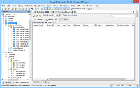 DBA Tool Session Manager Locks in Aqua Data Studio