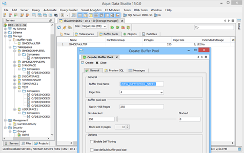 DBA Tool Storage Manager Buffer Pools in Aqua Data Studio