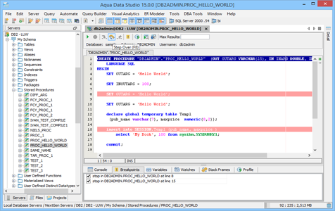 SQL Debugger Step Over in Aqua Data Studio