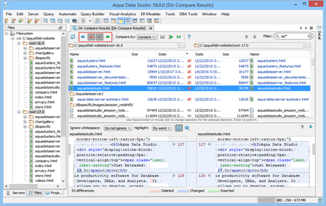 Directory to Compare Filters in Aqua Data Studio