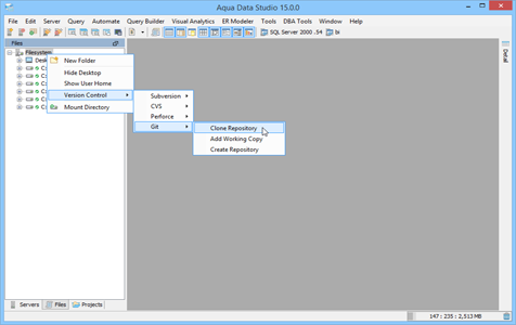 Git Client Clone in Aqua Data Studio