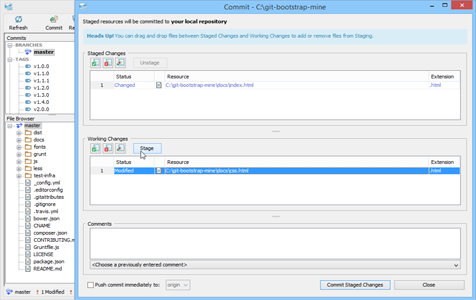 Git Client Commit in Aqua Data Studio