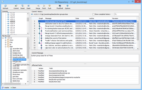 Git Client Files Browser Selection in Aqua Data Studio
