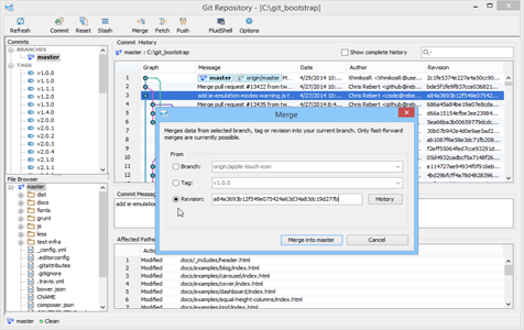 Git Client Merge in Aqua Data Studio