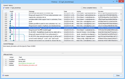 Git Client Show History in Aqua Data Studio