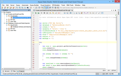 Javascript IDE Open API Editor in Aqua Data Studio