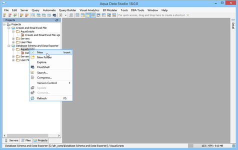 Javascript IDE Open API New Aquascript in Aqua Data Studio