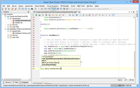 Javascript IDE Open API Parameter Hint in Aqua Data Studio