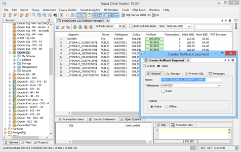 Oracle DBA Tool Rollback Manager in Aqua Data Studio