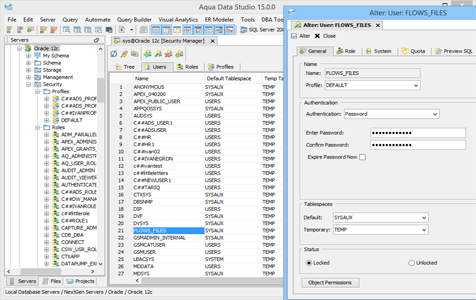 Oracle DBA Tool Security Manager in Aqua Data Studio