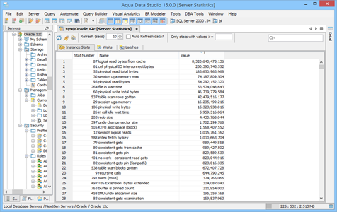 Oracle DBA Tool Server Statistics Instance Stats in Aqua Data Studio