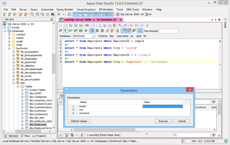 Parameterized Scripts in Aqua Data Studio