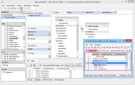 Query Builder Execute Edit in Aqua Data Studio