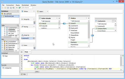 Query Builder Query in Aqua Data Studio