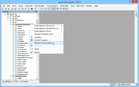 Schema Compare Synchronization in Aqua Data Studio