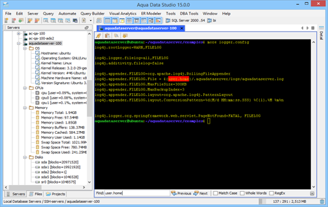 Secure Shell SSH Find in Buffer in Aqua Data Studio